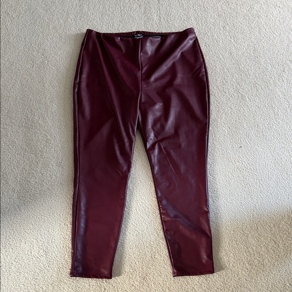Express Maroon Faux Leather Leggings
